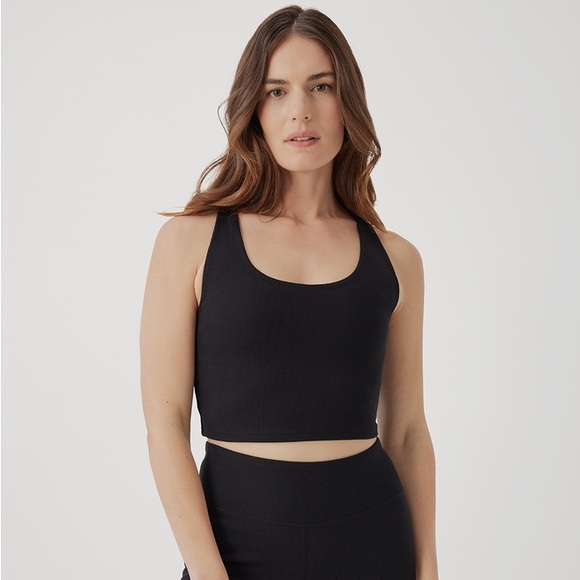 ‼️NWOT: Pact Organic Ribbed Bra Top - Black L - Picture 1 of 6